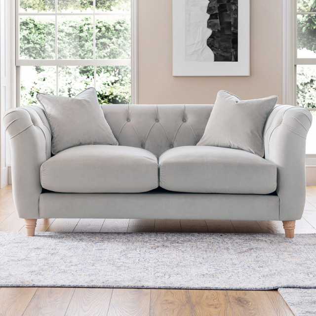 2 Seater Chalk Velvet Sofa - image 1