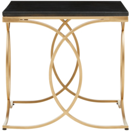 Premier Housewares Kia Black Marble and Gold Side Table - thumbnail 3
