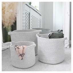 JVL Edison Cotton Rope Storage Basket 3 Pack - thumbnail 2