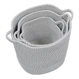 JVL Edison Cotton Rope Storage Basket 3 Pack - thumbnail 3