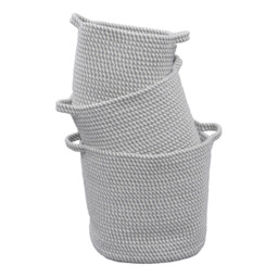JVL Edison Cotton Rope Storage Basket 3 Pack - thumbnail 4