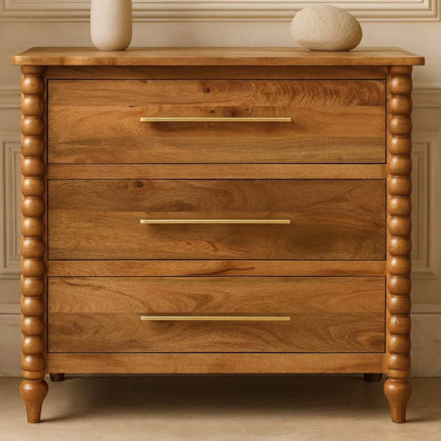 Artisan Furniture Spindle Brown 3 Drawer Solid Wood Chest of Drawers - image 1