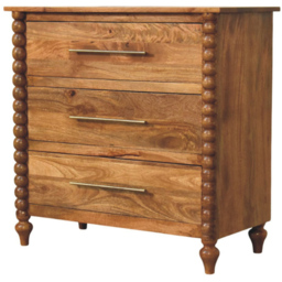 Artisan Furniture Spindle Brown 3 Drawer Solid Wood Chest of Drawers - thumbnail 3