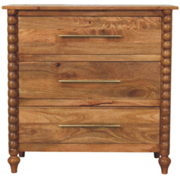 Artisan Furniture Spindle Brown 3 Drawer Solid Wood Chest of Drawers - thumbnail 2