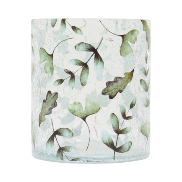 Leaf Crackle Candle Holder Green - image 1