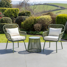 Artemis Home Carbini Green and Cream 2 Seater PE Rattan Bistro Set