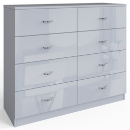 FWStyle Chilton 8 Drawer Grey Gloss Chest of Drawers - thumbnail 2