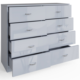 FWStyle Chilton 8 Drawer Grey Gloss Chest of Drawers - thumbnail 3