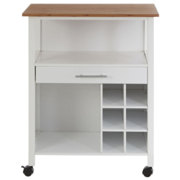 Premier Housewares Top 1 Drawer White and Bamboo Kitchen Trolley