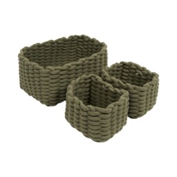 Set of 3 Woven Rope Baskets Olive - thumbnail 3