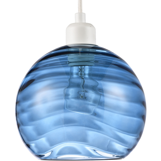 Happy Homewares Midnight Blue Circular Ribbed Glass Ceiling Pendant Shade - image 1