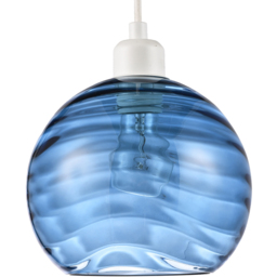 Happy Homewares Midnight Blue Circular Ribbed Glass Ceiling Pendant Shade - thumbnail 1