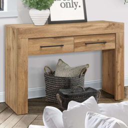 Compton 2 Drawer Oak Console Table - thumbnail 1