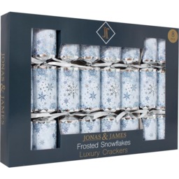 Jack & Jones Silver Frosted Snowflakes Deluxe Christmas Crackers 8 Pack - thumbnail 3