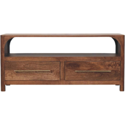 Artisan Furniture Arc-Line Brown 2 Drawer Single Shelf Solid Wood Media Console Table - thumbnail 2