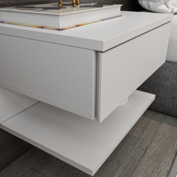Decorotika Single Drawer White Floating Bedside Table - thumbnail 4
