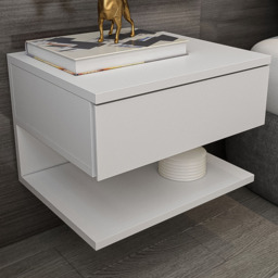 Decorotika Single Drawer White Floating Bedside Table - thumbnail 1