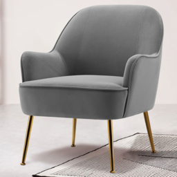 Living and Home Gold and Grey Velvet Upholstered Armchair