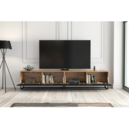 Creative Furniture Ripple Duo Dark Oak and Black 2 Fluted Door TV Unit - thumbnail 3