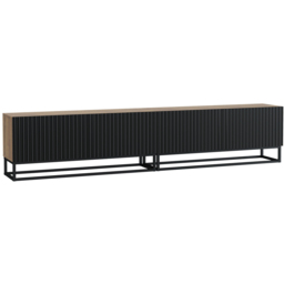 Creative Furniture Ripple Duo Dark Oak and Black 2 Fluted Door TV Unit - thumbnail 2