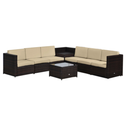 Outsunny 8 pcs Rattan Sofa Set Brown - thumbnail 2