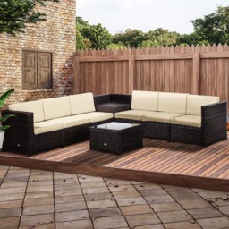 Outsunny 8 pcs Rattan Sofa Set Brown - thumbnail 1