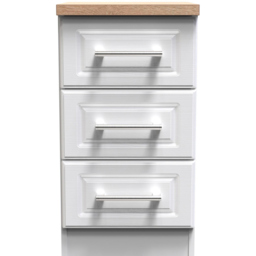 Crowndale Kent 3 Drawer White Ash and Modern Oak Bedside Table - thumbnail 3