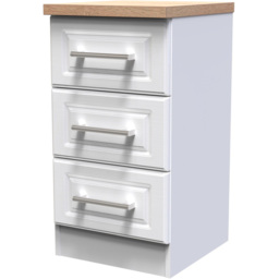 Crowndale Kent 3 Drawer White Ash and Modern Oak Bedside Table - thumbnail 2