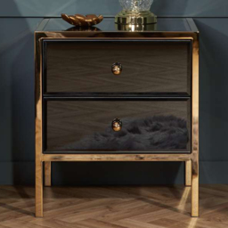 Birlea Fenwick 2 Drawer Black Bedside Table - thumbnail 1