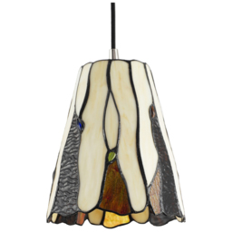 Happy Homewares Amber Stained Glass Tiffany Pendant Shade with Coloured Gems