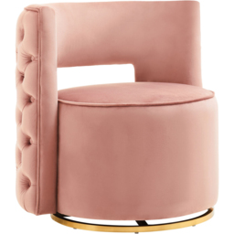 Premier Housewares Yasmeen Pink Velvet Swivel Chair - thumbnail 2