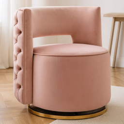 Premier Housewares Yasmeen Pink Velvet Swivel Chair