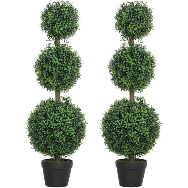 Portland Set of 2 Green Boxwood Decorative Artificial Plant in Pot - image 1