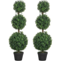 Portland Set of 2 Green Boxwood Decorative Artificial Plant in Pot - thumbnail 1