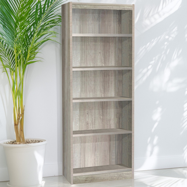 R White Cabinets Grey 5 Shelf Tall Wide Bookcase - image 1