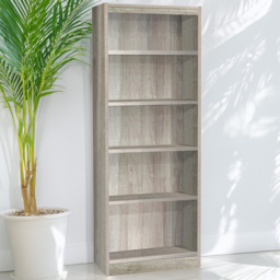 R White Cabinets Grey 5 Shelf Tall Wide Bookcase