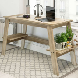 Teknik Office Baylor Sonoma Oak Effect Finish Trestle Desk Brown