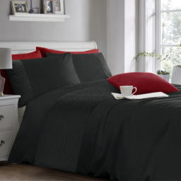 Velosso Black King Size Quilted Geo Duvet and Pillowcase Set