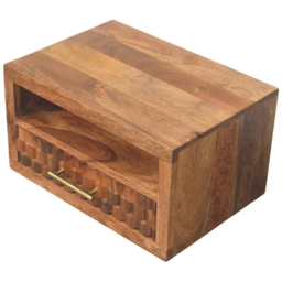 Artisan Furniture Brown Single Drawer Single Shelf Golden Teak Solid Wood Wall-Mounted Nightstand - thumbnail 4
