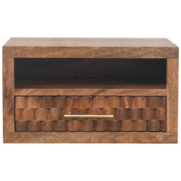 Artisan Furniture Brown Single Drawer Single Shelf Golden Teak Solid Wood Wall-Mounted Nightstand - thumbnail 2
