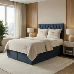 DS Living Diamond Denim Super King Size Upholstered Divan Bed - thumbnail 3