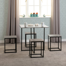 Seconique Kent Stowaway 4 Seater Dining Set Stone and Black