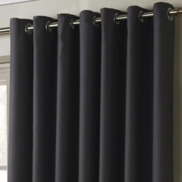 Alan Symonds Essential Plain Ring Top Eyelet Curtains Charcoal 167 x 137cm - thumbnail 3