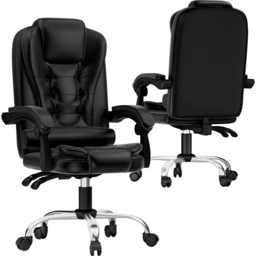 Rattrix Black PU Leather Height Adjustable Office Chair with Large Padded Seat - thumbnail 2