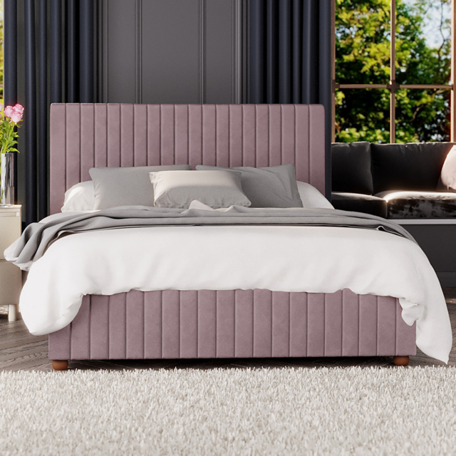 Laurence Llewelyn-Bowen Estella Single Blush Plush Velvet Ottoman Bed - image 1