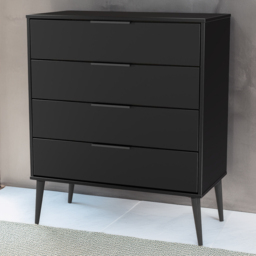 Crowndale Hong Kong 4 Drawer Matt Black Chest of Drawers Ready Assembled - thumbnail 1