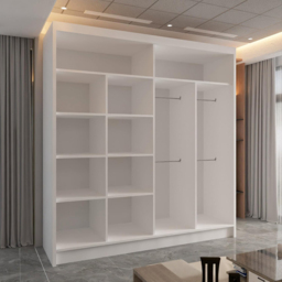M N Furniture Cheen 2 Door White and Black Strip Mirrored Sliding Wardrobe 203cm - thumbnail 3