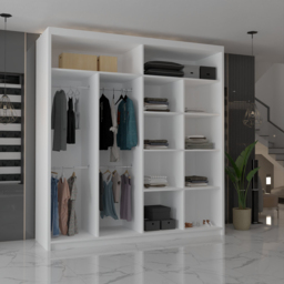 M N Furniture Modern Gala 2 Door White Mirrored Sliding Wardrobe 203cm - thumbnail 3