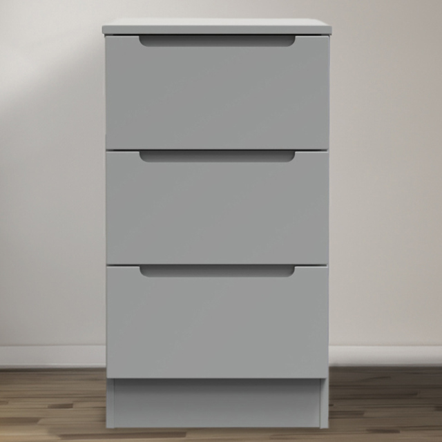 Crowndale Milan 3 Drawer Dusk Grey Bedside Table - image 1