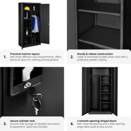 tectake Black Filing Cabinet with 6 Shelf Compartment and Rail - thumbnail 3